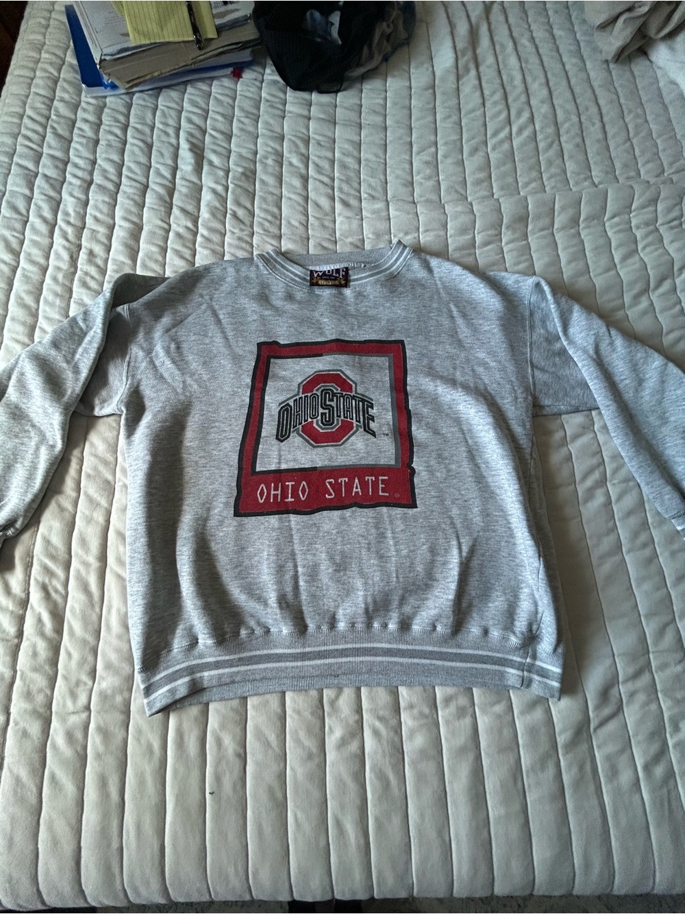 WOLF Gray Crewneck with Red and Gold Logo